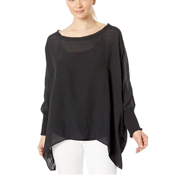 🌼 American Rose Arianna Long Sleeve Silky Gauze Top, Black M/L NEW - Picture 2 of 8